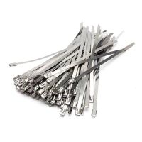 100pcs Stainless steel metal Cable Ties tie Zip Wrap Exhaust Heat Straps Induction pipe 7.9mm width 100-450mm 304 Material Cable Management