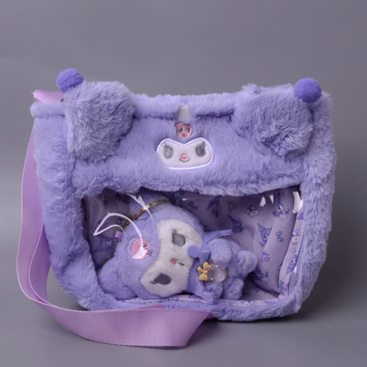 sanrio-kuromi-my-melody-กระเป๋าตุ๊กตาใส-kawaii-cinnamoroll-messenger-กระเป๋าการ์ตูนอะนิเมะตุ๊กตา-plush-crossbody-กระเป๋าสำหรับ-girls