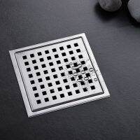 6-Inch SUS304 Stainless Steel Square Shower Floor Drain With Tile Insert Grate Removable Multipurpose Invisible Look Flat Cover