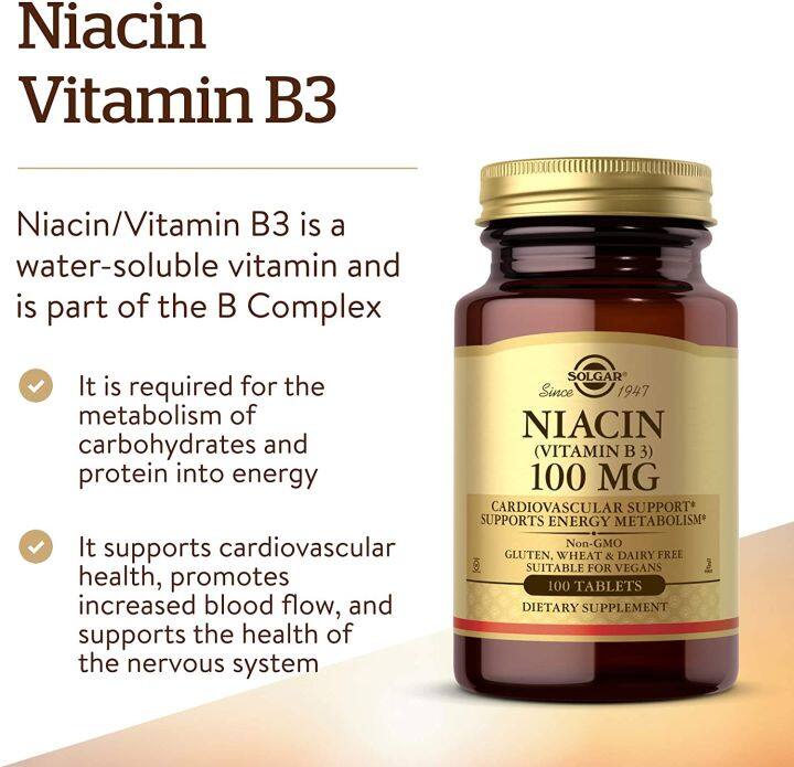 ไนอะซิน-วิตามินบี-3-niacin-vitamin-b3-100-mg-100-tablets-solgar-b3-บี3-b-3