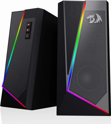 Redragon GS520 RGB Desktop Speakers, 2.0 Channel PC Computer Stereo Speaker with 6 Colorful LED Modes, Enhanced Sound and Easy-Access Volume Control, USB Powered w/ 3.5mm Cable