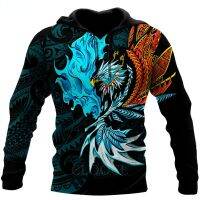 HX Polynesian Hoodie รูปแบบ 3D Polynesian Tribal Eagle รูปแบบ Hoodie โพลีเอสเตอร์ Sportswear Harajuku ผู้ชาย