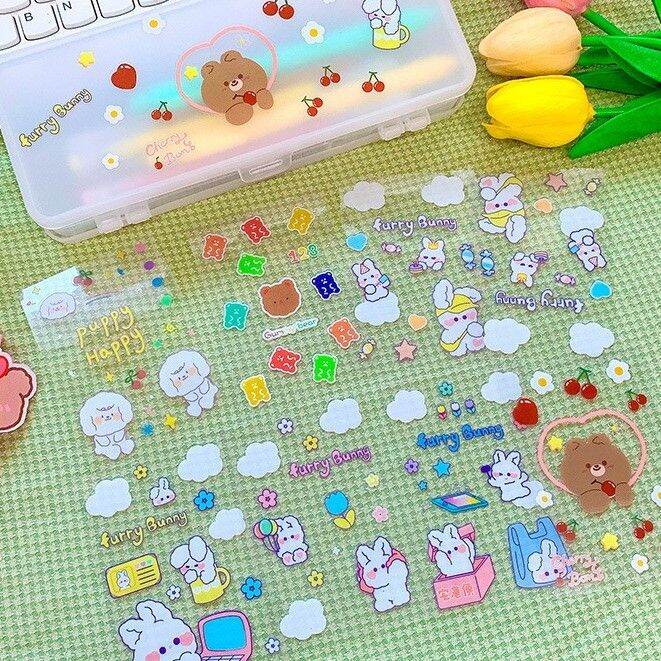 พร้อมส่ง-p-073-พร้อมส่งสติ๊กเกอร์-pvc-สติ๊กเกอร์ไดคัท-pvc-milkjoy-หมี-เกาหลี-ติดเคส-โน๊ตบุ๊ค-สติกเกอร์ตกแต่ง-สติกเกอร์ปิดผนึก