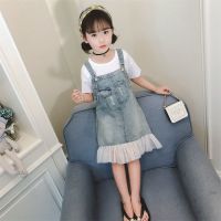 CUI YI SHOP denim suspender 2023 summer new fashion childrens fashionable for middle-aged and older students