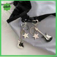 UHXF 2Pcs Y2K พวงกุญแจกีตาร์ Love Heart Star หวานเย็น โลหะสำหรับตกแต่ง พวงกุญแจจี้ห้อย ของขวัญสำหรับเด็ก แฟชั่นอินเทรนด์ แหวนกุญแจรถ ชายหญิง