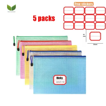Mesh Storage Bags with Zipper for Board Games & Puzzles PVC A3 Size 5  Pack