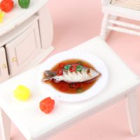 ❁ 1:12 Dollhouse Simulation Braised Fish Dollhouse Chinese Cuisine Model Dollhouse Kitchen Food Accessories Pretend Play Toys