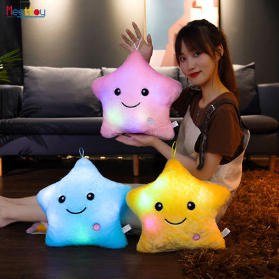 Meettoy 35cm Luminous Pillow Stars Stuffed Plush Toy Battery Operation with Led Light Cute Star Shape Cushion Toys For Kids Children Girls Birthday Gi