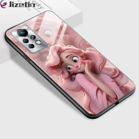 Jizetin เคสใส่โทรศัพท์กระจกสำหรับ Infinix Note 11 Pro Note 11 Pro Note 11S X697 X663กันตก3D ยิ้มชุดเจ้าหญิงกระจกเทมเปอร์กรอบเฮาส์ซิ่ง