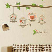 สติ๊กเกอร์ติดผนังบ้าน กรงนก กราฟฟิก  DIY 60*90 ซม.Wallsticker DIY Bird Cage Home Decor