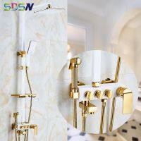 【LZ】┅™¤  Conjunto de chuveiro para banheiro sdsn branco dourado alta qualidade bronze chuveiro cascata conjunto banho