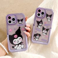 เคสโทรศัพท์มือถือการ์ตูน Kuromio ที่มองไม่เห็นพร้อมที่จับสำหรับ iPhone โทรศัพท์14 Pro Max 14 Plus 13 Pro Max ฝาหลังซิลิโคนนิ่มสำหรับ iPhone 12 Pro Max 11ด้านหลัง