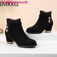 asdsadsaaff Bota feminina de camurça sapato salto alto clássico preto renda curto bota para senhora festa noturna moda elegante novo 2020