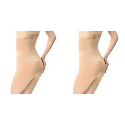 OWEQ ชุดชั้นในกระชับสัดส่วนชุดเข้ารูปยกก้นสำหรับผู้หญิงเอวสูง2ชิ้น/เซ็ตที่โกนขนตามร่างกายกางเกงขาสั้นกระชับพุงไร้รอยต่อ