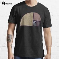 New Fibonacci - The Golden Spiral In Geometry With Tones T-Shirt Vintage Shirt Cotton Tee S-5Xl XS-4XL-5XL-6XL