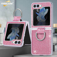 KISSCASE เคสสำหรับ Samsung Galaxy Z Flip 5 5G เคสแบบหัวเข็มขัดแหวนดีไซน์สวยพียูกลิตเตอร์เคสโทรศัพท์สำหรับ Samsung Z Flip 5 Flip5เคสบางพิเศษแฟชั่นกันกระแทก