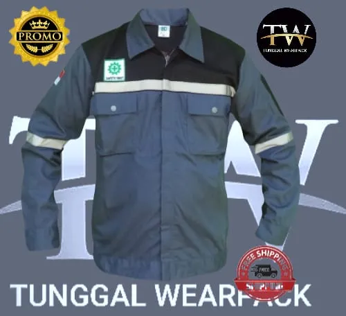 Wearpack Safety Seragam Kerja Atasan ABU HITAM Baju Kerja Semi Jaket Cocok Untuk Baju Proyek