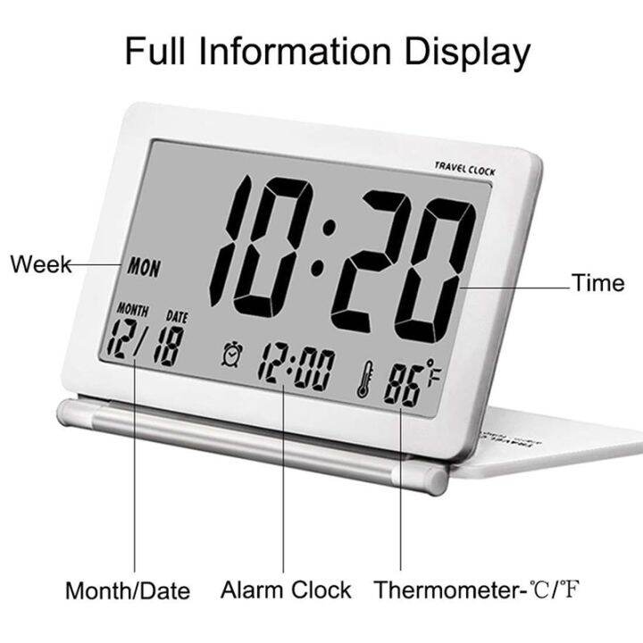 worth-buy-travel-นาฬิกาดิจิทัลแอลอีดีนาฬิกาปลุกมัลติฟังก์ชั่อิเล็กทรอนิกส์-lcd-หน้าจอขนาดใหญ่พับนาฬิกาข้อมือตั้งโต๊ะวันที่อุณหภูมิเวลา