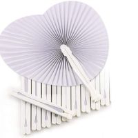 15/30pcs White Heart Shape Folding Fan Blank Fan Festival Hand Fans Party Gift DIY Painting Birthday Wedding Party Decoration