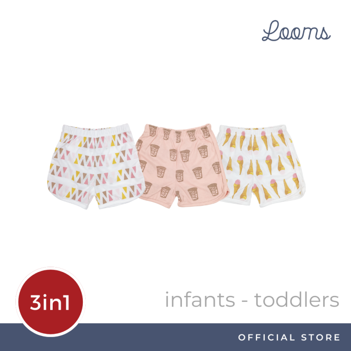 Looms Infants and Toddlers 3 mos to 3 yrs 3 in 1 Girls Shorts (3 pcs ...