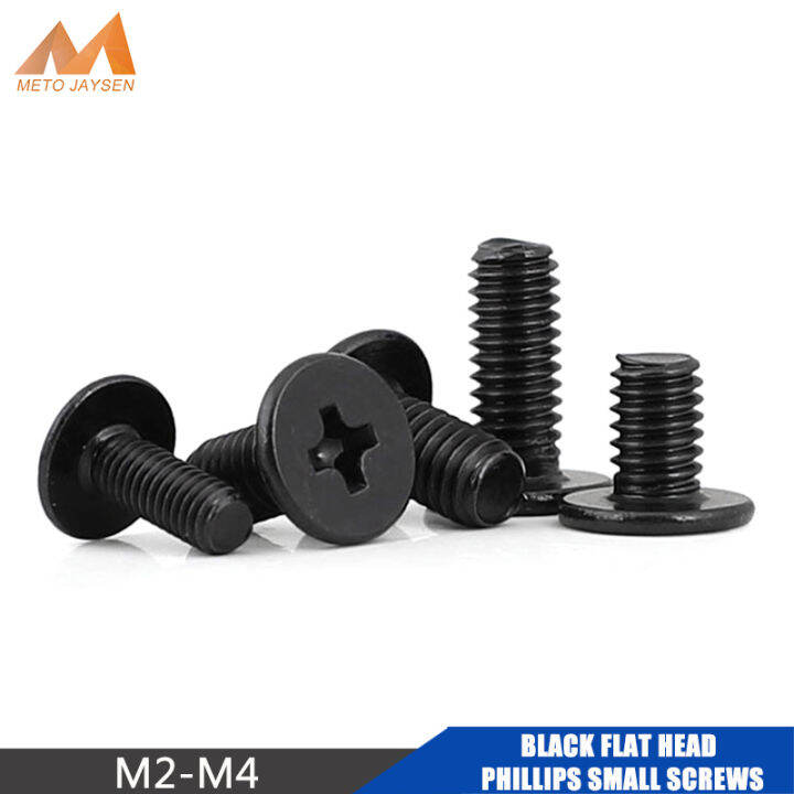 Black Zinc Flat Head Phillips Screw M2 M2.5 M3 M4 Small Screws Bolts