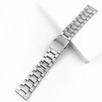 Watch strap steel strap mens and womens bracelet steel chain stainless steel chain thick metal flat mouth five-bead stainless steel