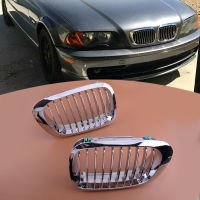 1คู่รถด้านหน้า Kidney Grille Fit สำหรับ BMW 3 E46 Coupe Cabriolet Pre-lift 1999 2000 2001 2002 2ประตู Chrome สไตล์