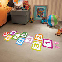 Hopscotch สติ๊กเกอร์ติดพื้นแบบถอดได้ Lattice Number Game Kindergarten Children S Room Cartoon Wall Stickers Waterproof Self-Adhesi