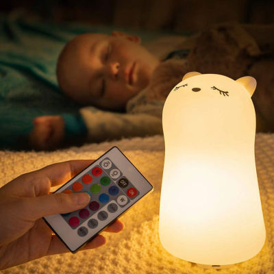 Children Night Light Bedside Cat Lamp USB Rechargeable LED Touch Control Nursery Bedroom Bedside Lamp For Children Kids Baby