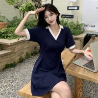 COD SDFGERTYTRRT Spring/Summer Korean Style 2022 New Design Sense V-neck Dress Womens College Style Slim Sweet Short-sleeved Dress Ins