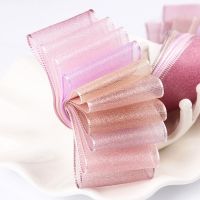 5 yards/roll Organza Ribbon Wholesale gift wrapping decoration DIY Christmas silk ribbons lace fabric 6/16/25/38 mm Gift Wrapping  Bags