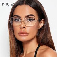 【hot】◈  Rimless Rectangle Sunglasses Woman Fashion Brand Designer Glasses Cutting Ladies Frameless Metal Oculos De Sol