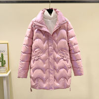 【cw】 Womens Gold Film Cotton-Padded Clothes 2022 New Winter Korean Style Stand Collar Shiny Cotton Coat Womens Loose plus Size Womens Clothing Thickened Coat