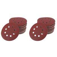 100Pcs 5 Inch 125mm Round Sandpaper Eight Hole Disk Sand Sheets Grit 40/60/80/120/240 Hook and Loop Sanding Disc Polish