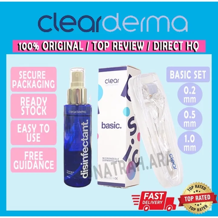 Derma Roller CLEAR Dermaroller + Disinfectant 0.2,0.5,1.0 Basic