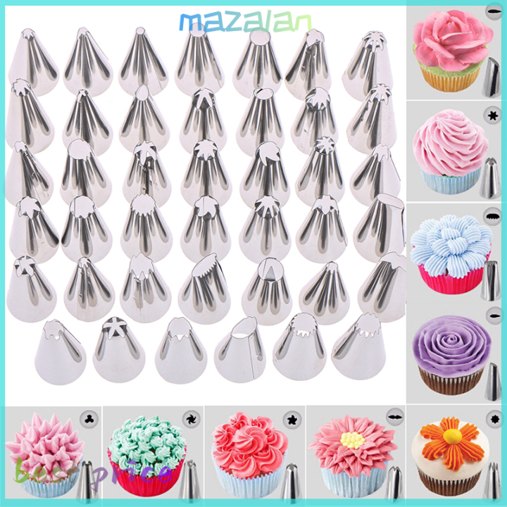 mazalan-42pcs-ทนทานท่อไอซิ่งขนาดใหญ่หัวฉีดขนมสแตนเลสเคล็ดลับชุด