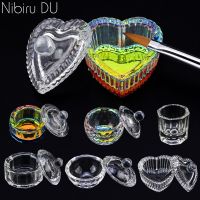 1PC Crystal Glass Nail Cup Acrylic Powder Liquid Makeup Container Rainbow Dish Lid Bowl Holder Equipment Nails Art T Cups  Mugs Saucers