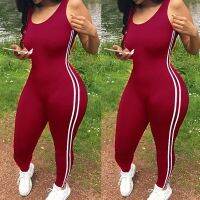 ใหม่ Bodycon Pants Long Jumpsuits Women Macacao Party Rompers Jumpsuits Sleeveless Overalls Retro Strapless Playsuits Oversized☆