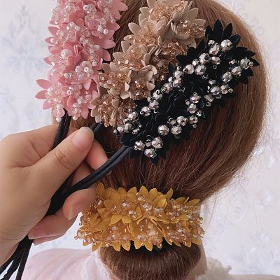 Korean twist clip Crystal Hair Stick adult flower bud ball head fashion artifact