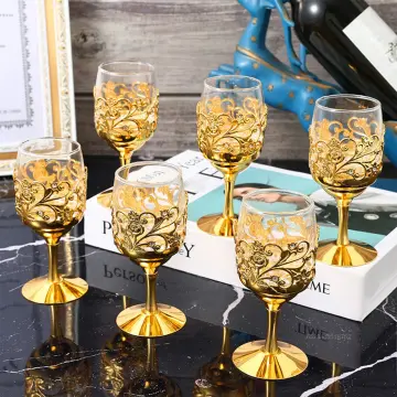 Pure Black Crystal Golden Edge Red Wine Glass Goblet Light Luxury Simple  Model Room Special Champagne Glasses Kitchen Utensils