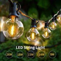 24.6FT Fairy String Light G40 LED Globe Party Garland String Light Warm White 15 Clear Vintage Bulbs Decorative Outdoor Backyard Fairy Lights