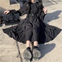 Gothic Style Dress Women Harajuku Lolita Kawaii Punk Cute Long Sleeve Black Midi 2021 Emo Mall Goth