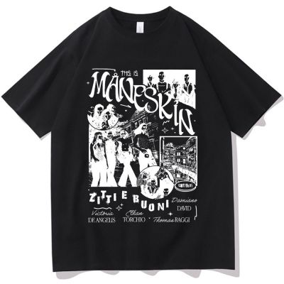 Italian Rock Band Maneskin T Shirt Music Album Print T Shirt Men Women Retro Hip Hop Oversized T-shirts Harajuku Cool Streetwear