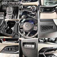 TOP สำหรับ RAV4 XA50 2021 2022 2023พื้นผิวคาร์บอนปรับบรรยากาศอุปกรณ์ประดับตกแต่งควบคุมภายในศูนย์