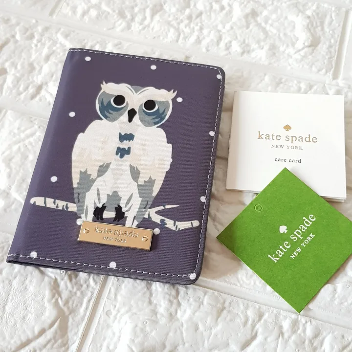Kate Spade Classic Nylon Bifold Passport Holder Lyla Grey with Night