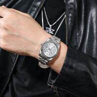 Sliver Fashion Stainless Steel Men Quartz Watches Moonnight  Canledar Luxury Designer uhren herren montre luxe marque homme Saat