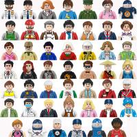 Kids 3D Family Figures Set Building Blocks City Worker Fireman Doctor Dolls Bricks Educational Toys For Children Birthday Gift Building Sets