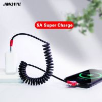 JMQWE 5A 3 in 1 USB Cable Spring Type C Cable Micro USB Wire For iPhone 13 12 11 Pro X Max 8 Xiaomi Samsung Fast Charging Cord