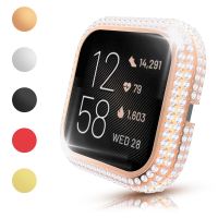 Luxury Full Diamond PC Cover for Fitbit Versa 2 3 Sense Watch Case Women Bling Protective Bumper Slim Lightweight Hard Frame