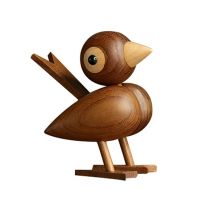 Denmark Nordic Style Wood Sparrow Bird Ornaments American Puppet Wooden Play Room Study Desktop Accessories